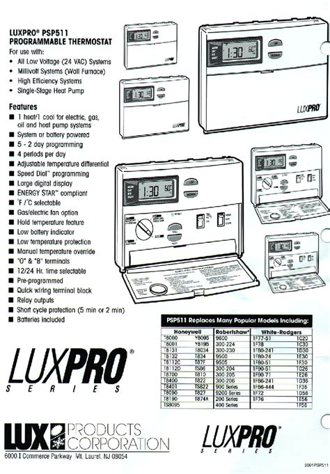 Lux-Products-PSP511-Thermostat-User-Manual